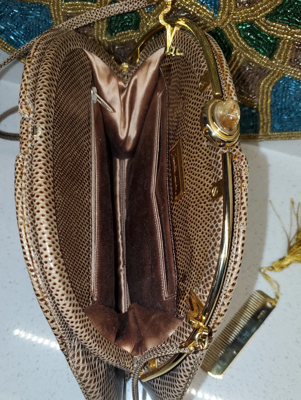 Vintage JUDITH LEIBER Tan Crossbody - Elegant Evening Bag